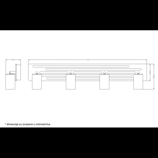 TALIA 69 SPOT SVETILJKA 4*GU10 CRNA/DRVO