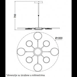VESTA 369 LUSTER LED 76W 3000K CRNA