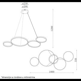 VESTA 374 LUSTER LED 62W 3000K CRNA
