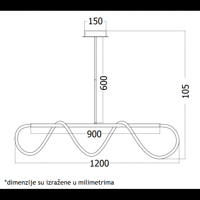 VESTA 386 LUSTER 60W 3000K MAT CRNA