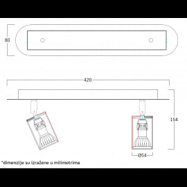 VESTA 413 SPOT 2*GU10 MESING/CRNA