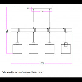 VESTA 435 LUSTER 4XE27 BELA/CRNA