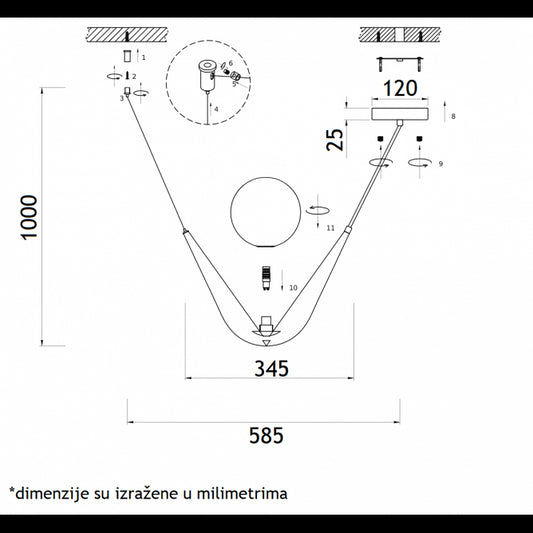 VESTA 448 VISILICA 1*G9 MESING