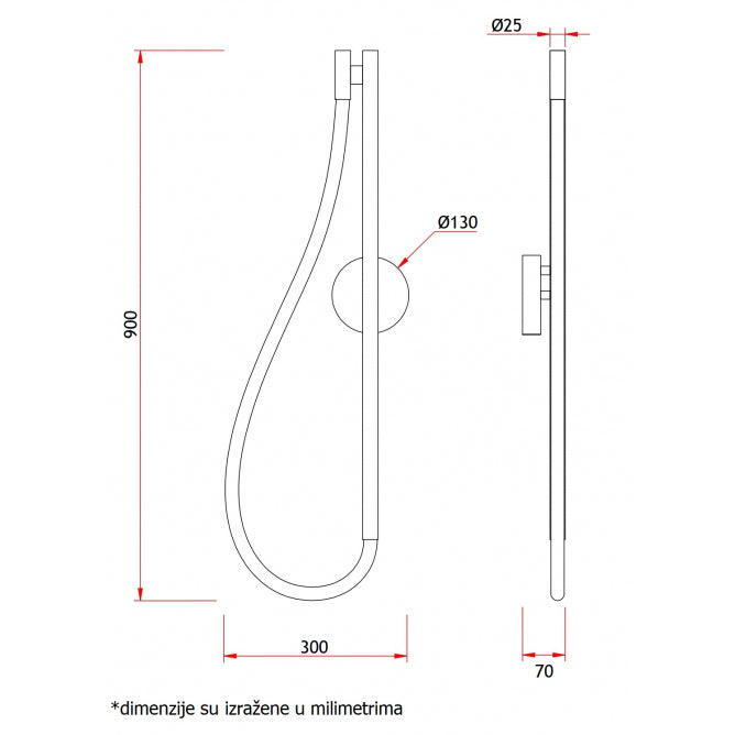 VESTA 452 ZIDNA LAMPA LED 28W 3000K MESING