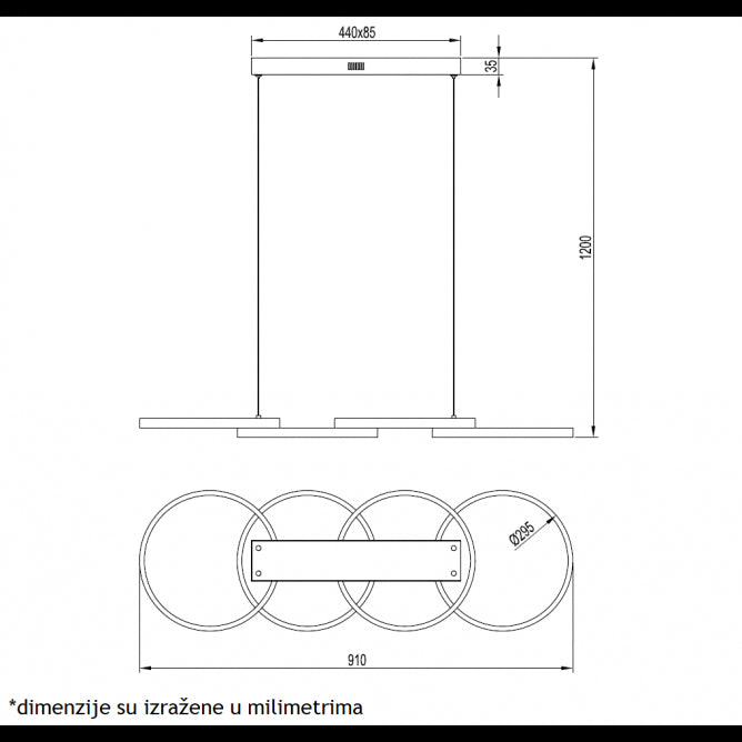 VESTA 485 LUSTER 65W 3000K BELA