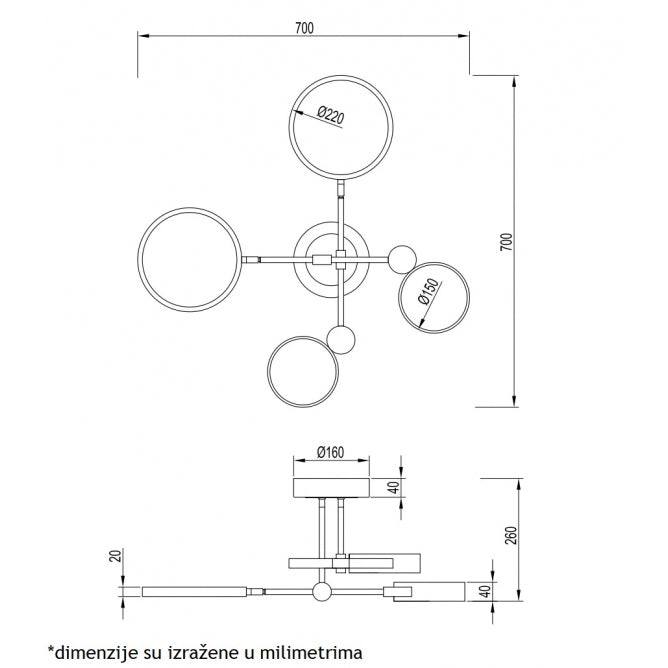 VESTA 488 LUSTER 38W 3000K CRNA/MESING