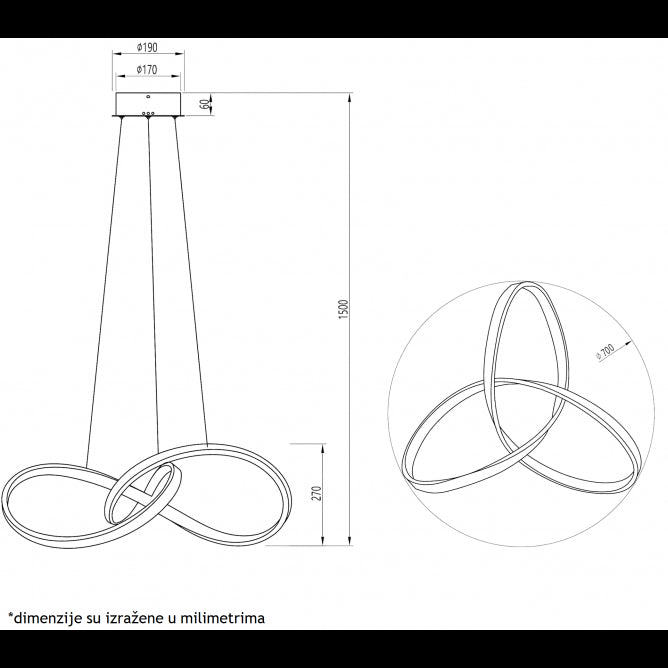 VESTA 494 LUSTER 80W 3000K BELA