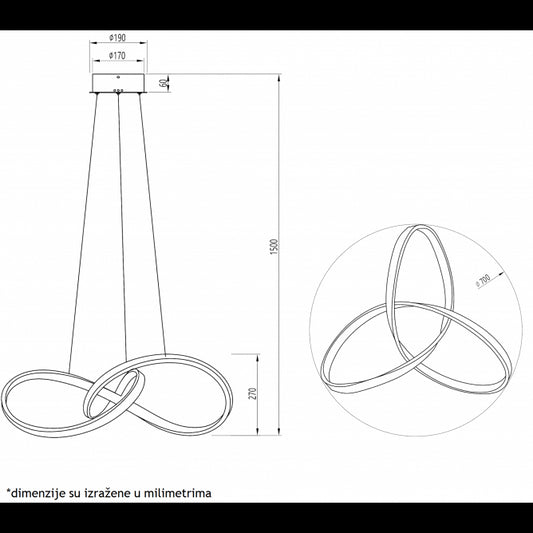 VESTA 494 LUSTER 80W 3000K BELA