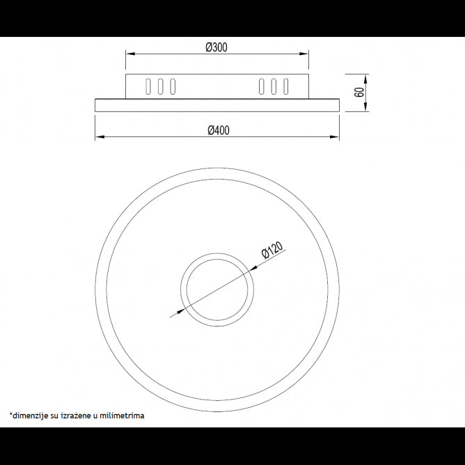 VESTA 523 PLAFONSKA SVETILJKA 40W 3000/4500/6000K SVETLO DRVO (O 400)