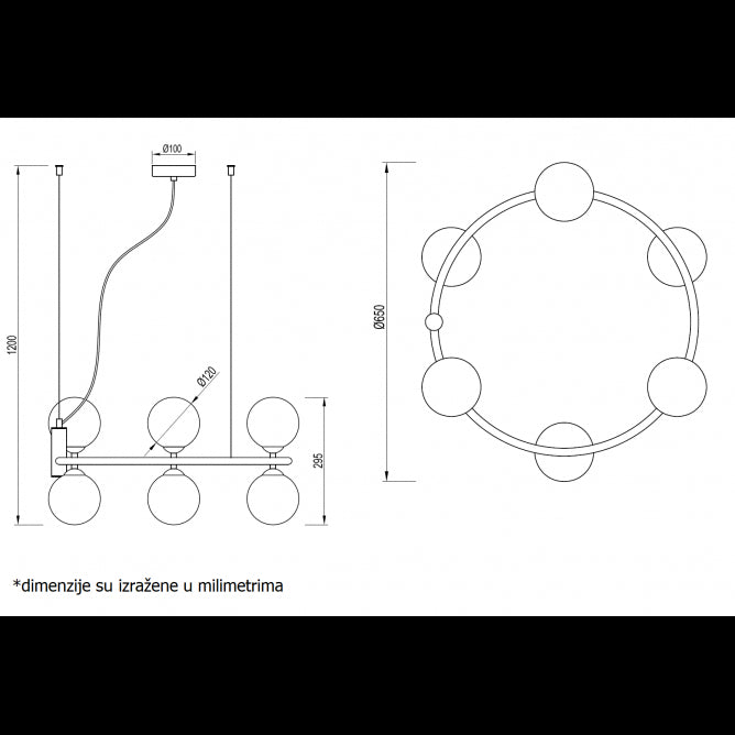 VESTA 537 VISILICA 6*G9 CRNA