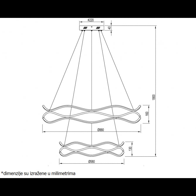 VESTA 543 VISILICA 120W 3000K CRNA/MESING