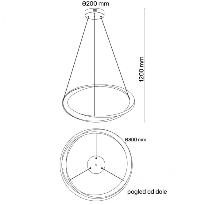 VESTA 586 VISILICA 55W 3000K CRNA