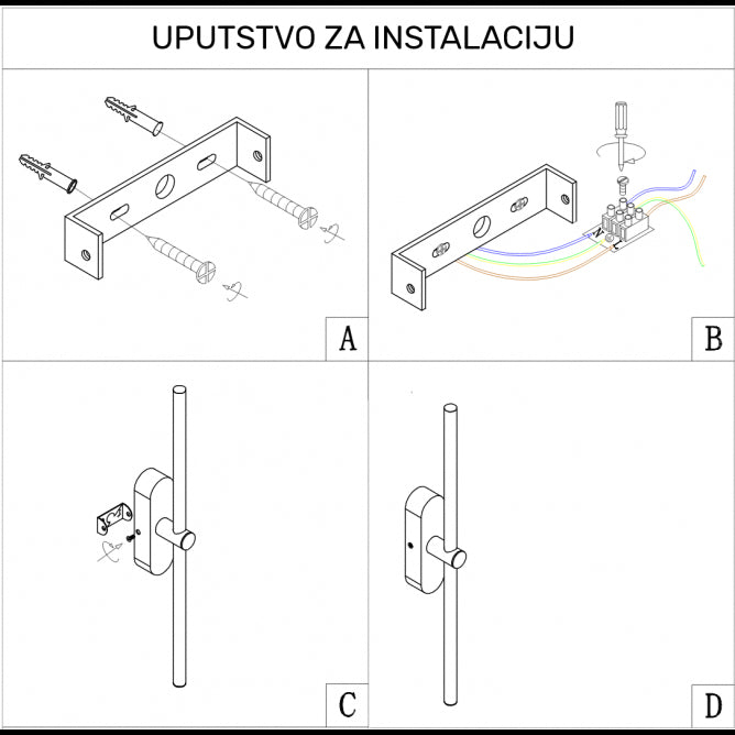 VESTA 654 ZIDNA LAMPA LED 8W 3000K CRNA/ZLATO