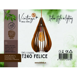 VINTAGE FELICE T240 VISILICA 1*E27 (O 240 mm, h-400 mm) - SKU01905