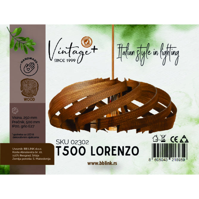 VINTAGE LORENZO T500 VISILICA 1*E27 (O 500 mm, h-250 mm) - SKU02302