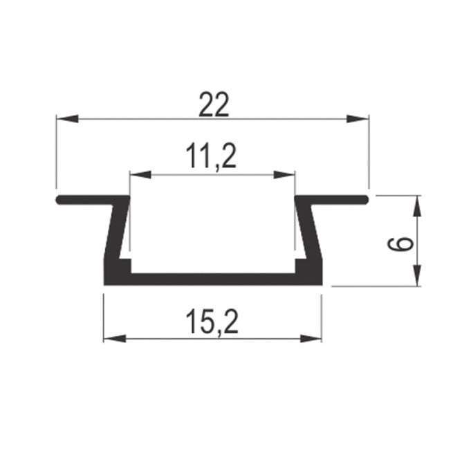 XL LED PROFIL UGRADNI 2206 CRNI (38020001)