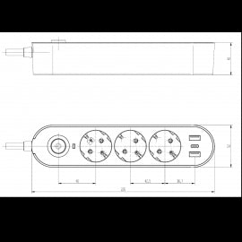 PRENOSNA PRIKLJUCNICA GS03KU 3/3met, 2 USB, TIP C