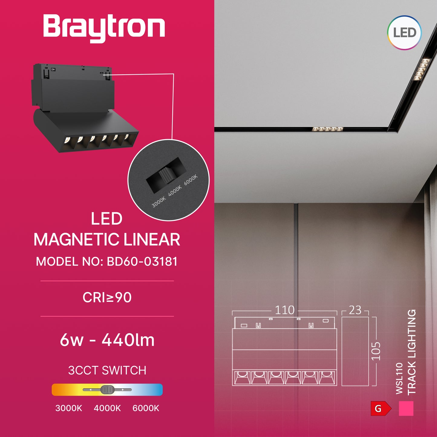BRY-WSL110-6W-48VDC-3U1-CRNA-MAG.LINEARNA SVETILJKA