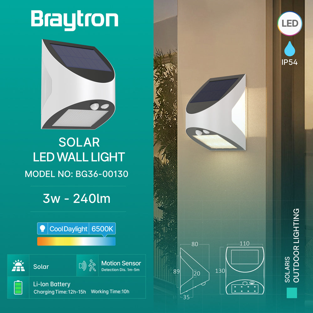 BRY-SOLARIS-W1-BELA-3W-6500K-IP54-SOLAR.ZID.SVETILJKA sa senzorom