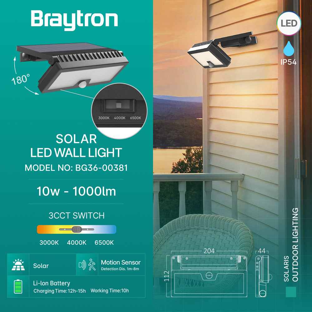 BRY-SOLARIS-W3-CRNA-10W-3U1-IP54-SOLAR-SENZOR LED SVETILJKA