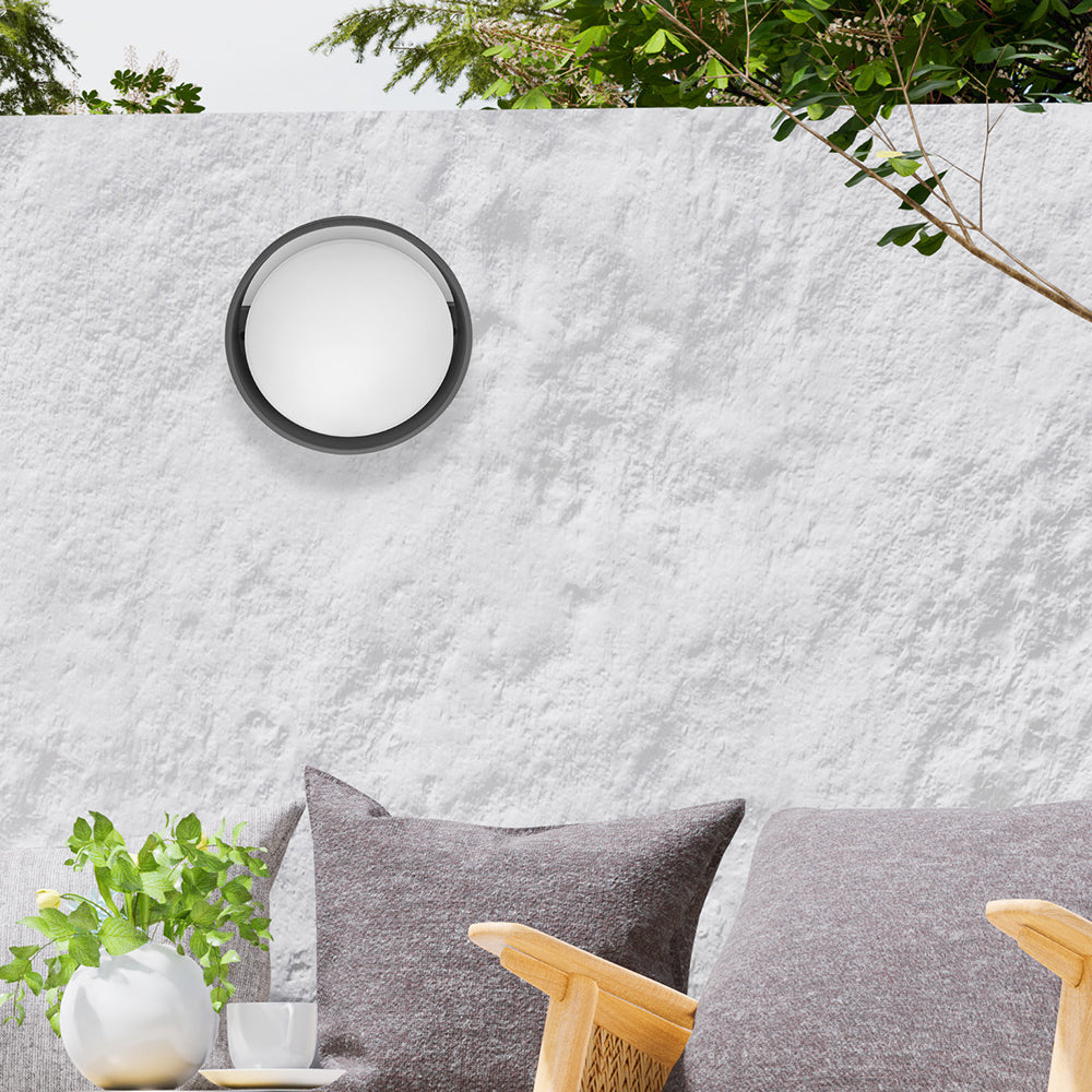 BRY-D-OKRUGLA-SIVA-12W-3000K-IP65-ZIDNA BAŠTENSKA SVETILJKA