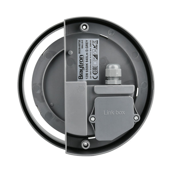 BRY-D-OKRUGLA-SIVA-12W-6500K-IP65-ZIDNA BAŠTENSKA SVETILJKA