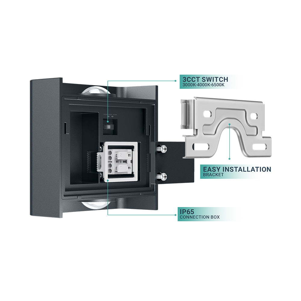 BRY-VECTOR-B-WL-SIVA-2x1W-3U1-IP65-ZIDNA BAŠTENSKA SVETILJKA