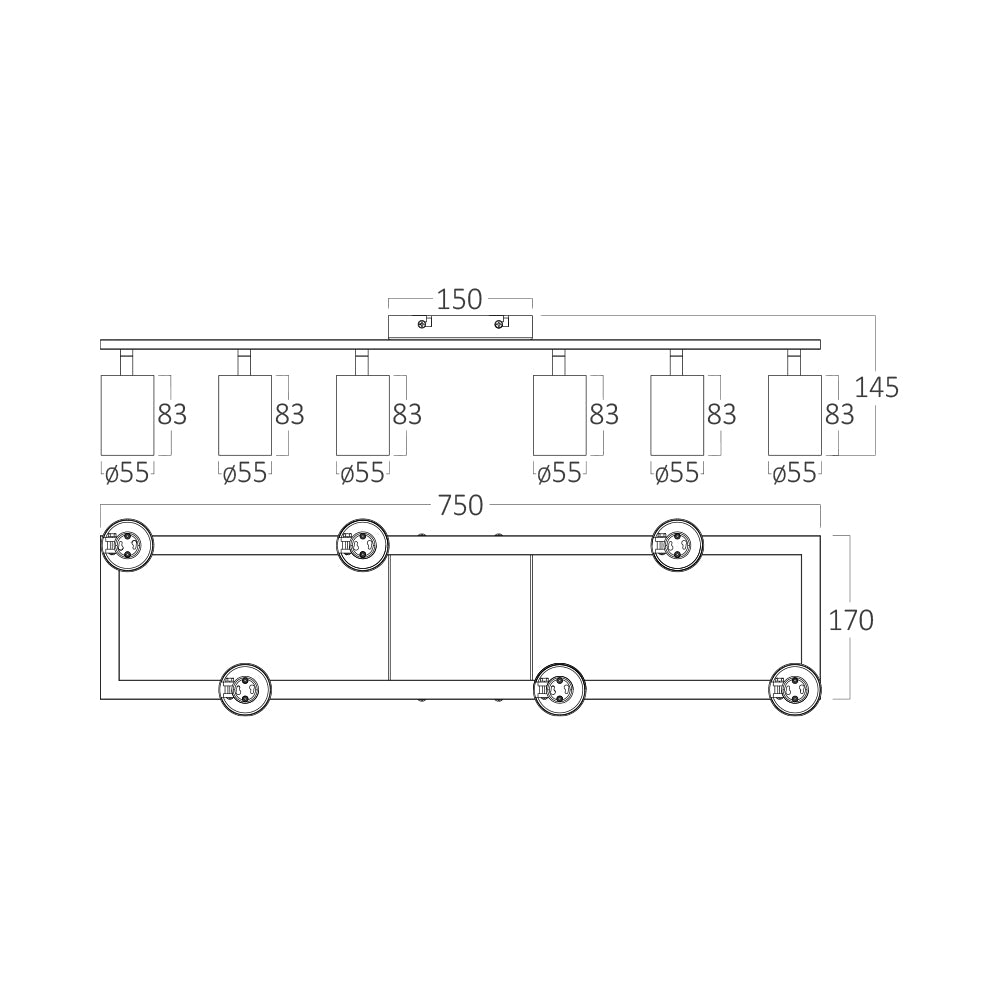 BRY-BETA-RCT_6-CRNA-GU10-SPOT SVETILJKA