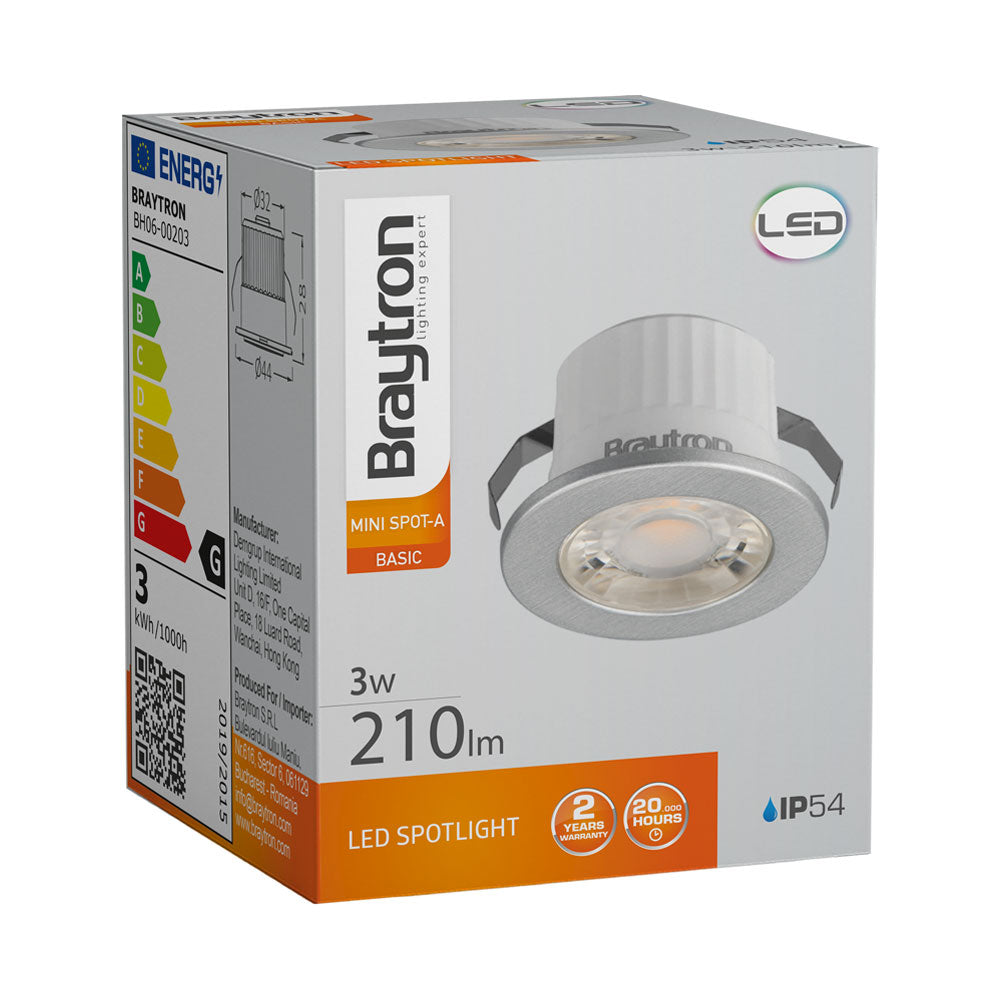 BRY-A-3W-38D-SIVA-3000K-IP54-LED MINISPOT SVETILJKA