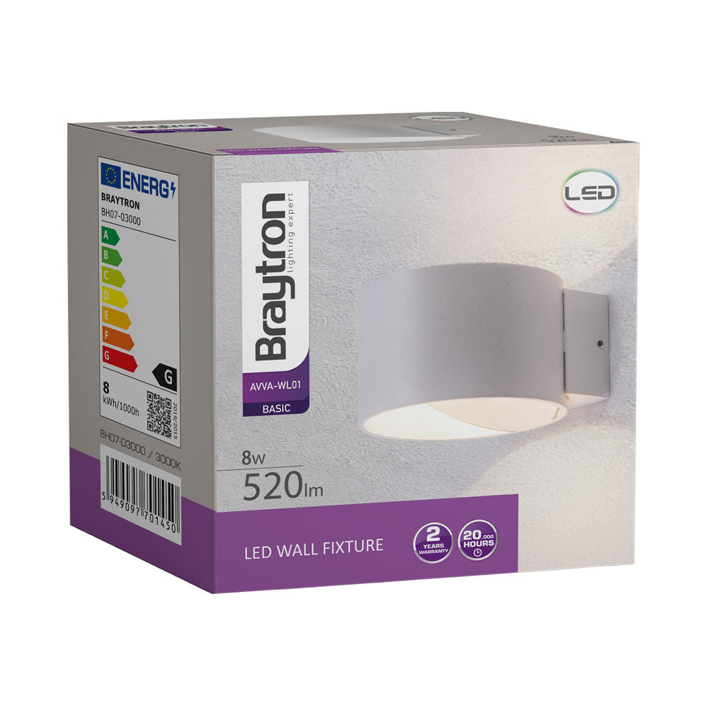 BRY-AVVA-WL01-8W-OKRUGLA-BELA-3000K-LED ZIDNA SVETILJKA