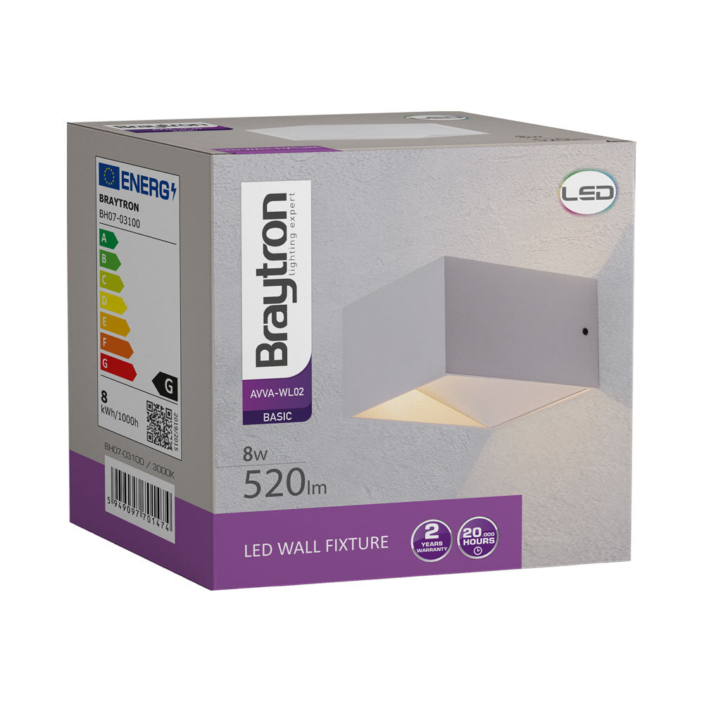 BRY-AVVA-WL02-8W-KVADRATNA-BELAT-3000K-LED ZIDNA SVETILJKA