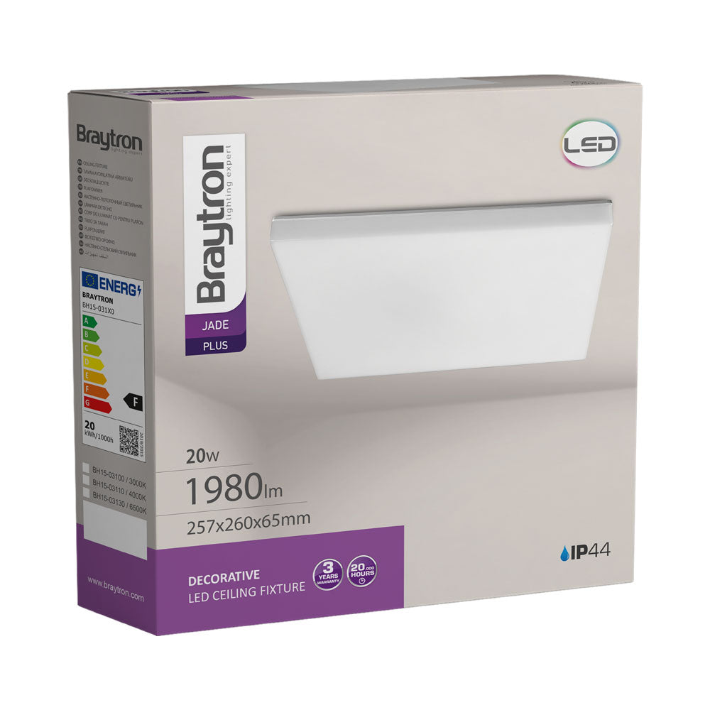 BRY-JADE-KVADRATNA-D260-20W-6500K-IP44-LED PLAFONJERA