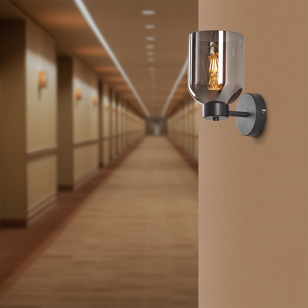 BRY-S004W-1H-1xE27-DIMLJENO SIVA-ZIDNA DEKORATIVNA VISILICA