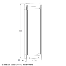 DAWN LED SVETILJKA 0230-600 STUBNA 12W 3000K IP65 CORTEN