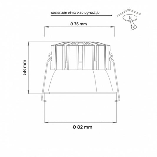 DAWN LED SVETILJKA XG-12 8W CCT CRNA DIM