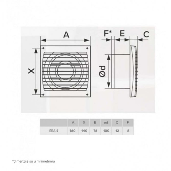 ERA VENTILATOR F100 SLIM 4C BELI