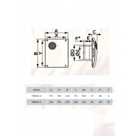 ERA VENTILATOR F100 PARUS 4C GRAY METAL