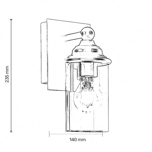 FENJER 1033 ZIDNI 1*E27 CRNI IP44