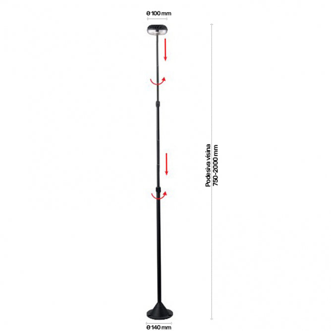 LED SVETILJKA HILITE 5743 STUBNA 6W 3000K IP54 SIVA ANTRACIT