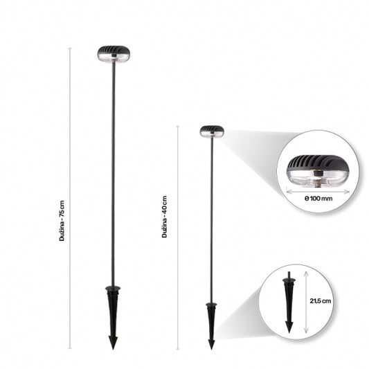 LED SVETILJKA HILITE 5743-750 STUBNA 6W 3000K IP54 SIVA ANTRACIT