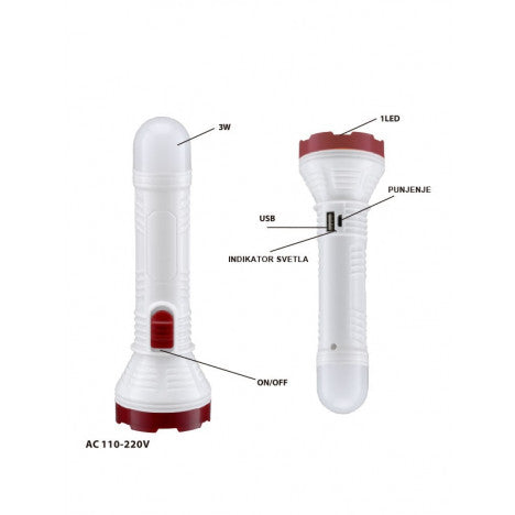 LED LAMPA RUCNA FL102 1W+1W SMD