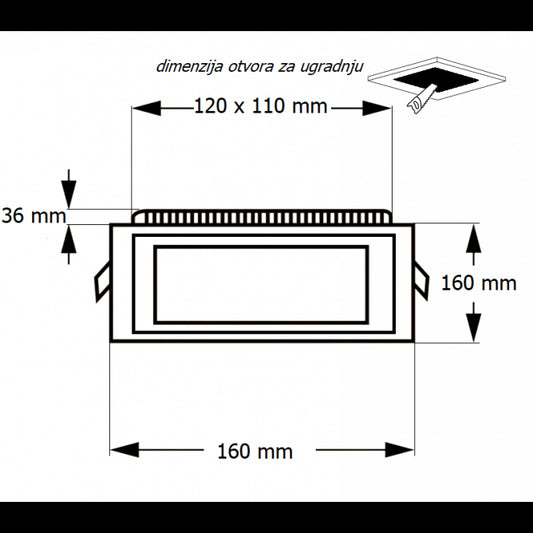 LED PANEL U/Z KNS2-12W 6500K