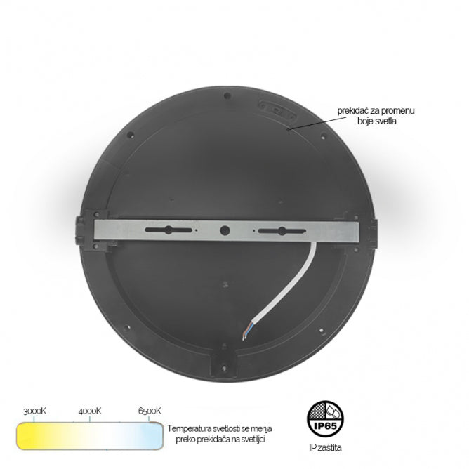 LED PLAFONJERA X09-300-24W 3000/4000/6500K IP65 ANTRACIT