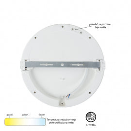 LED PLAFONJERA X09-300-24W 3000/4000/6500K IP65 BELA