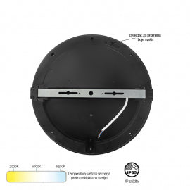 LED PLAFONJERA X09-300-24W 3000/4000/6500K IP65 CRNA