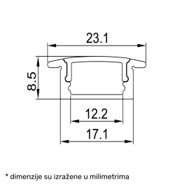 LED PROFIL LL-ALP001-R KOMPLET CRNI