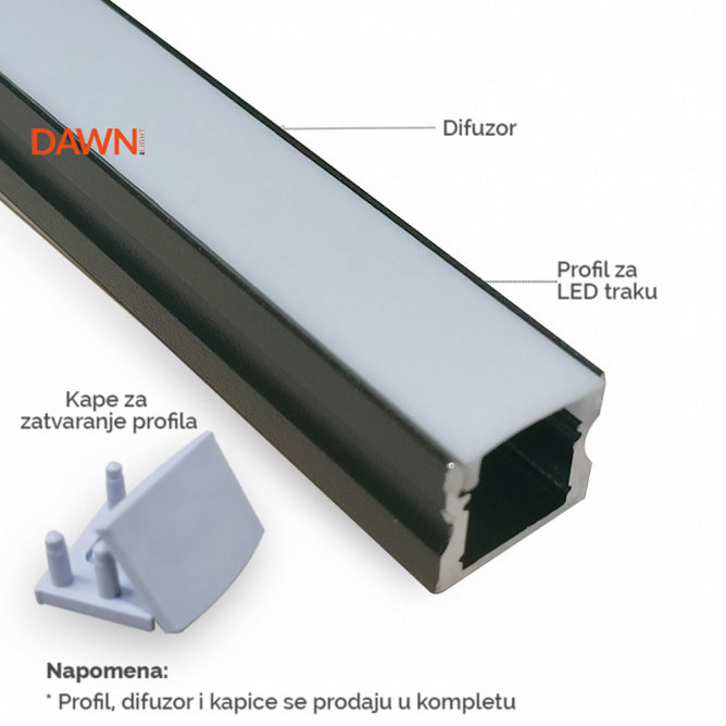 LED PROFIL LL-ALP004-R KOMPLET CRNI