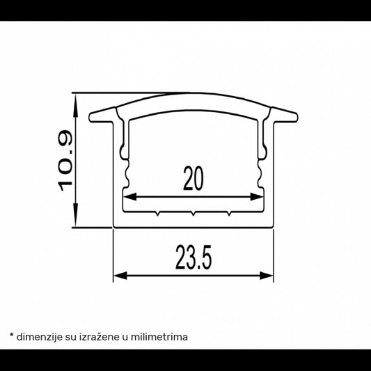 LED PROFIL LL-ALP013-R KOMPLET CRNI