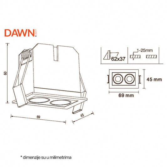 LED SVETILJKA FGL02  6W 3000K 40° BELA