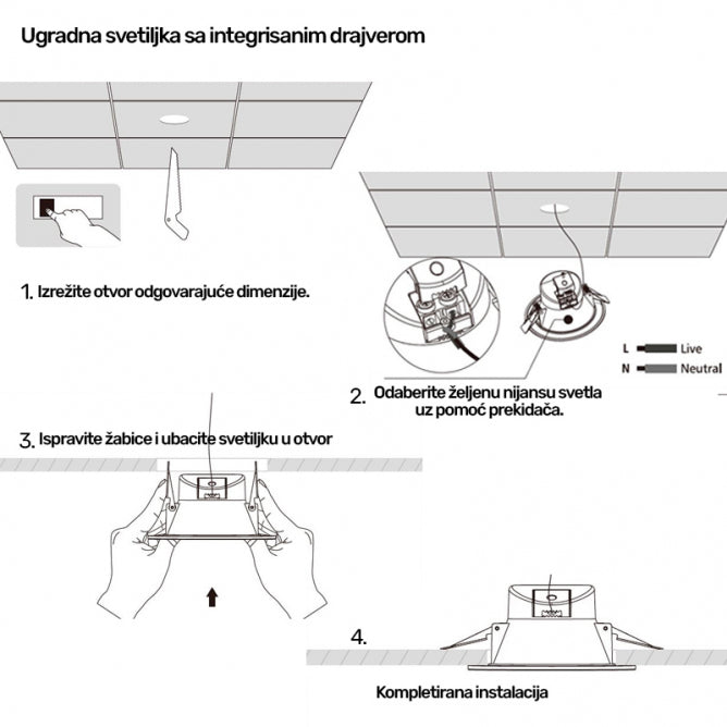 LED SVETILJKA JM-031 DIM. 8W CCT 60° CRNA